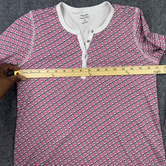 Bloomies x Roller Rabbit 2PC Pajama Set S Pink Skull Sleepwear Coquette Romantic - Picture 6 of 16